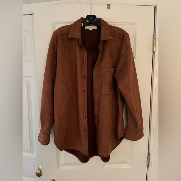 LOFT Faux Suede Relaxed Pocket Tunic Shirt - Picture 6 of 10